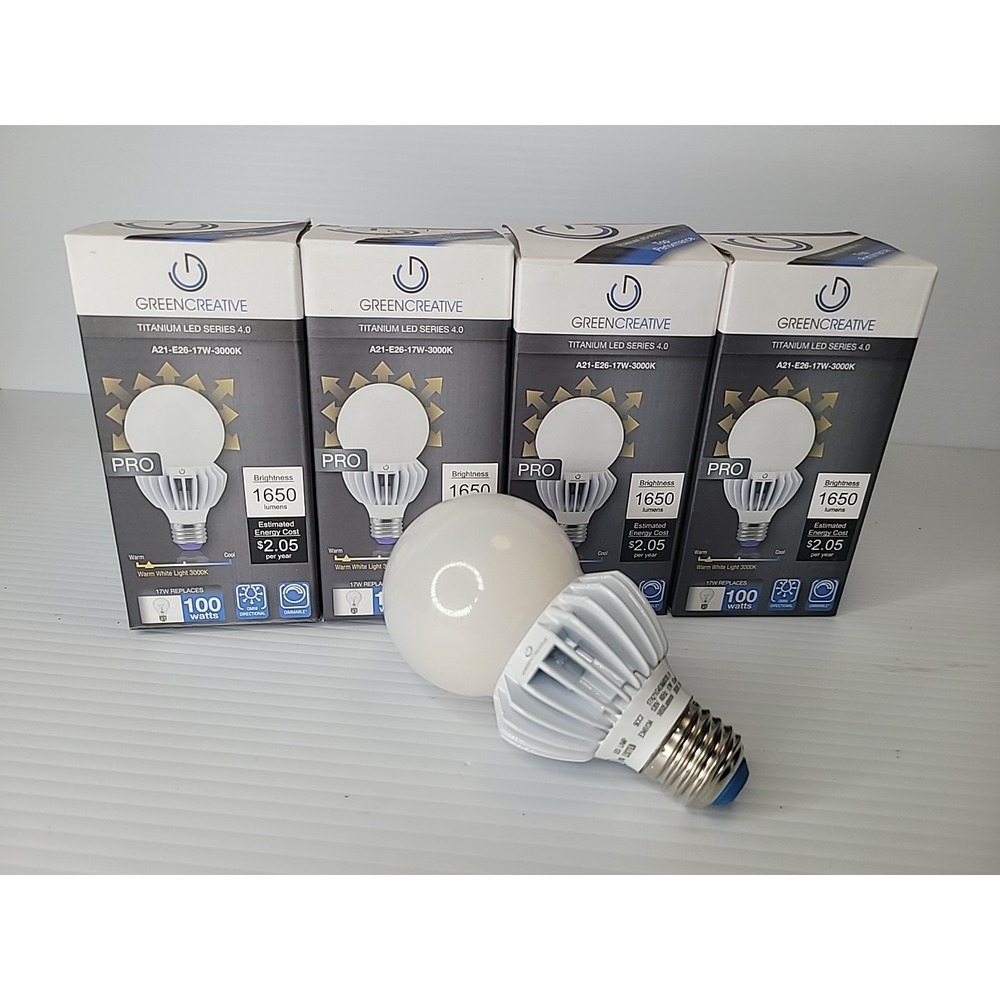 4 pk Green Creative Pro Titanium LED Series 4.0 17W (100 Watt) Warm Light Bulbs